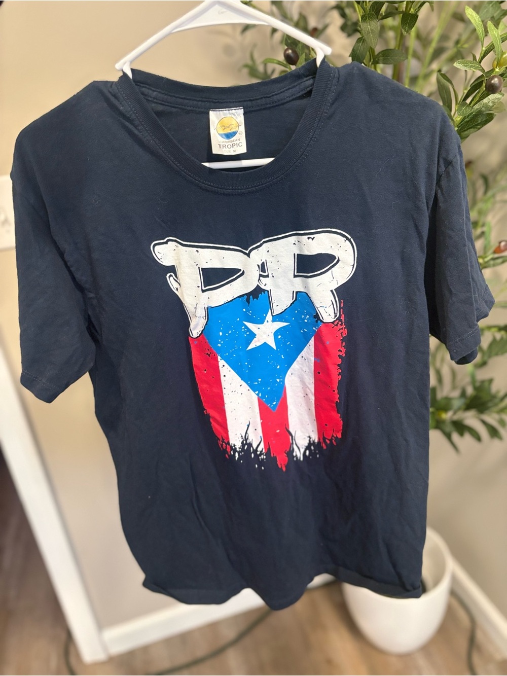 Caribbean Navy PR Flag Graphic Tee with Red, White & Blue